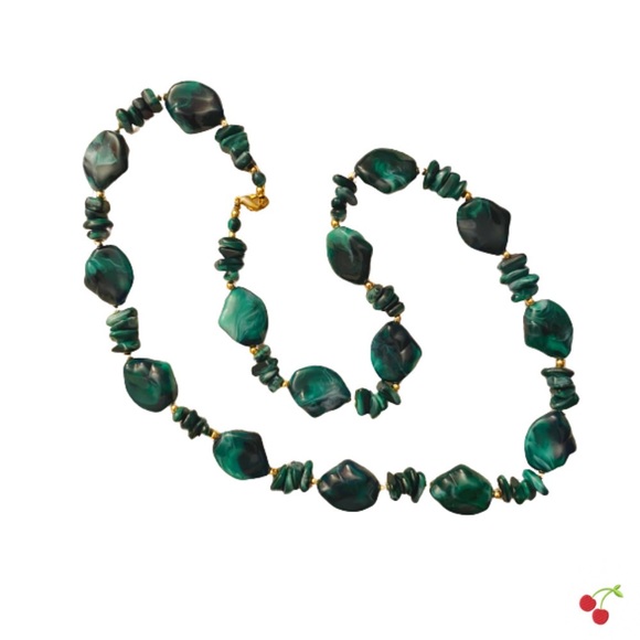 Dark Teal Malachite Necklace - Picture 1 of 1